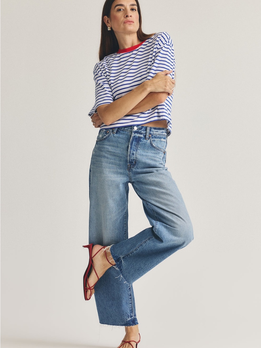 Pistola Tate crop high rise bowed Jean size 28